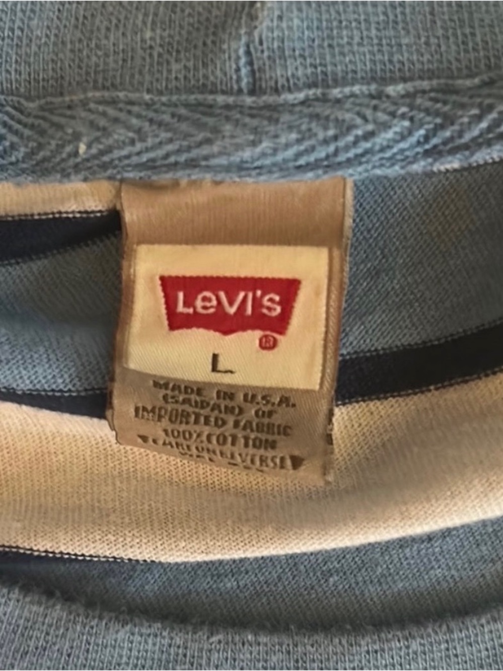 Levi's Blue, White & Black Striped Pocket Tee - Picture 2 of 3